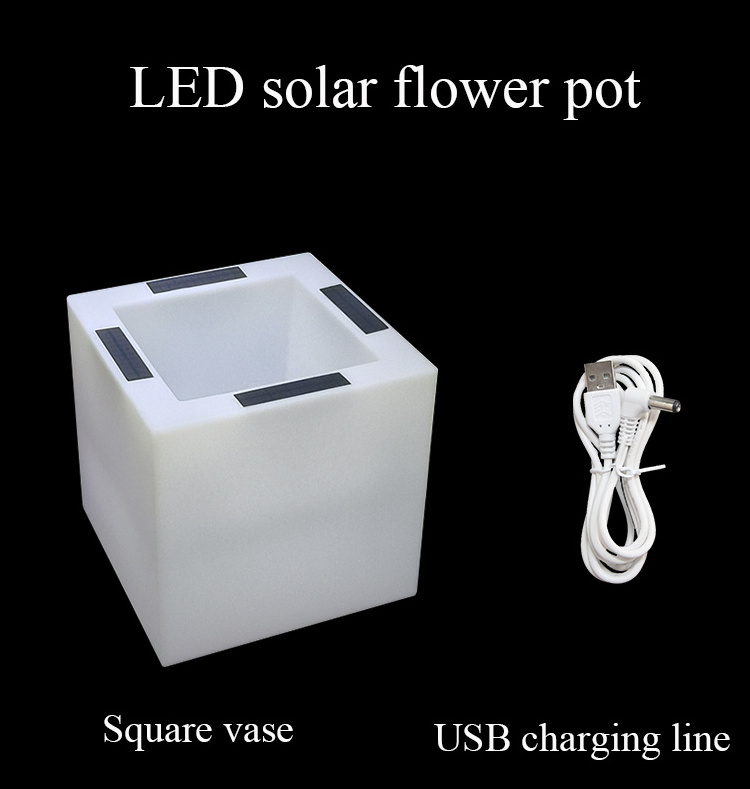 led plastic solar flower pots planters light up garden pots planters Waterproof and windproof flowerpot