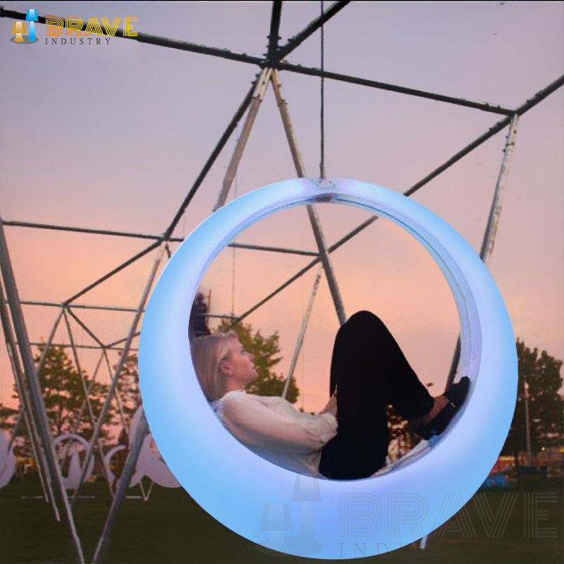 LED portable Swing's bolt and sping, glowing round colorful hanging 16 rgb color changing remote swing chair bolt and spring