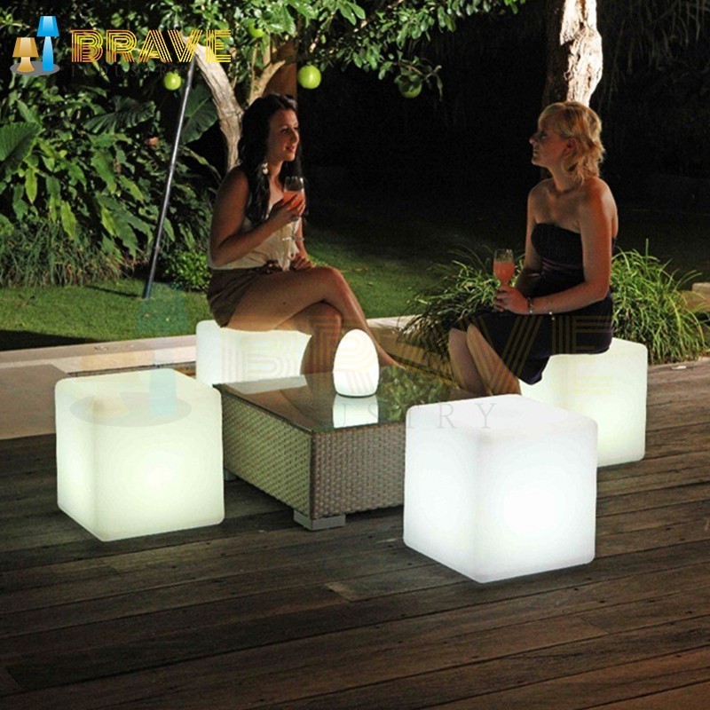 hot selling LED Cube Powered Outdoor Waterproof  garden RGB Decorative Light Cube Seat