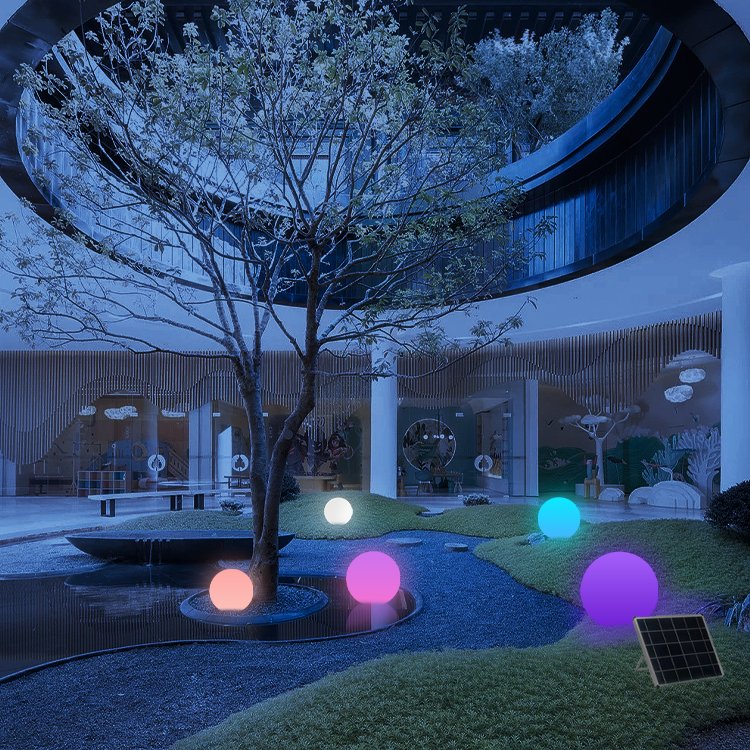 Waterproof Colorful solar led light outdoor garden big 30cm  ball lights Modern Outdoor Ball Light For Garden