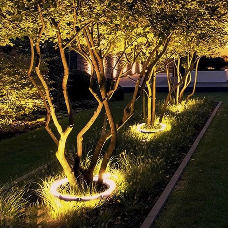 Solar Powered Street Lights Decoration Landscape Lights Ring Trees Palm Decorative  Garden Outdoor Led Lawn Floor Lights