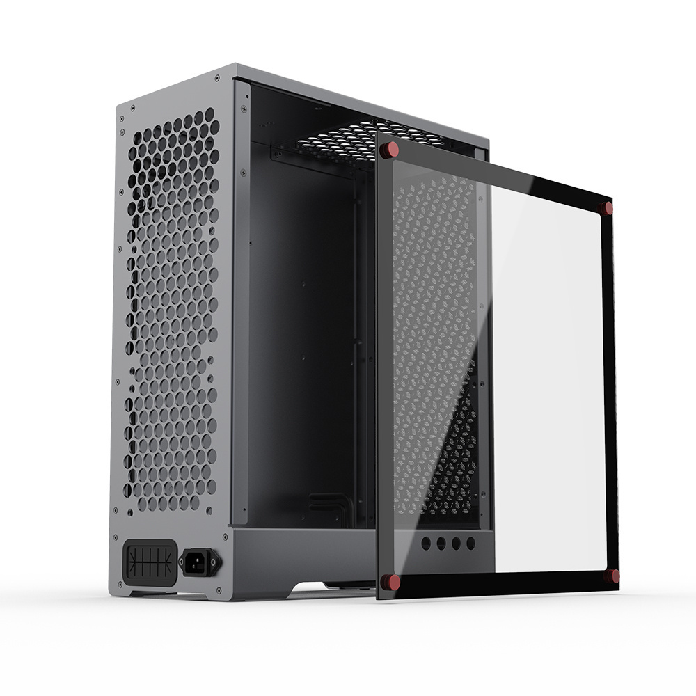 Desktop Aluminum Mid Tower Computer Chassis MATX PC Case for Gaming with Big Tempered Glass