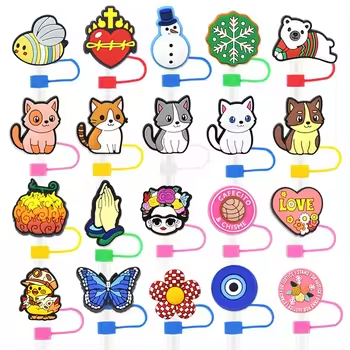 traw cover cap for cup silicone straw top girls cartoon anime cute straw toppers charms for tumblers party gifts