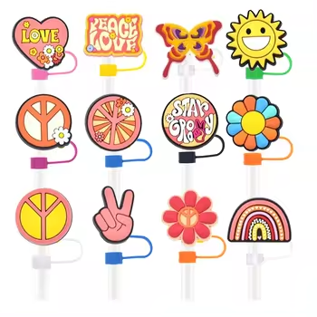 traw cover cap for cup silicone straw top girls cartoon anime cute straw toppers charms for tumblers party gifts