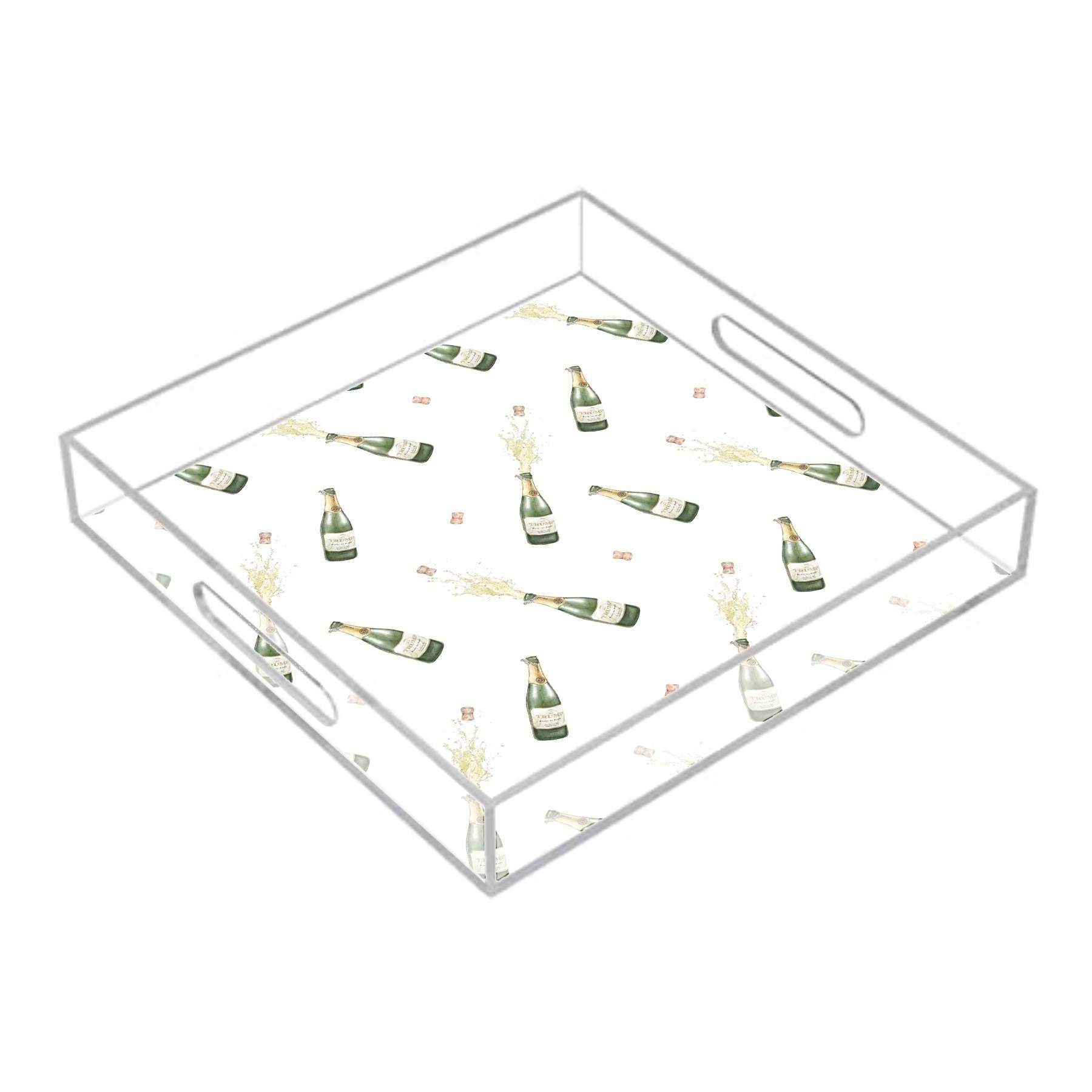 Multi Function Clear Plexiglass Acrylic appetizer serving tray with handles acrylic cash tray