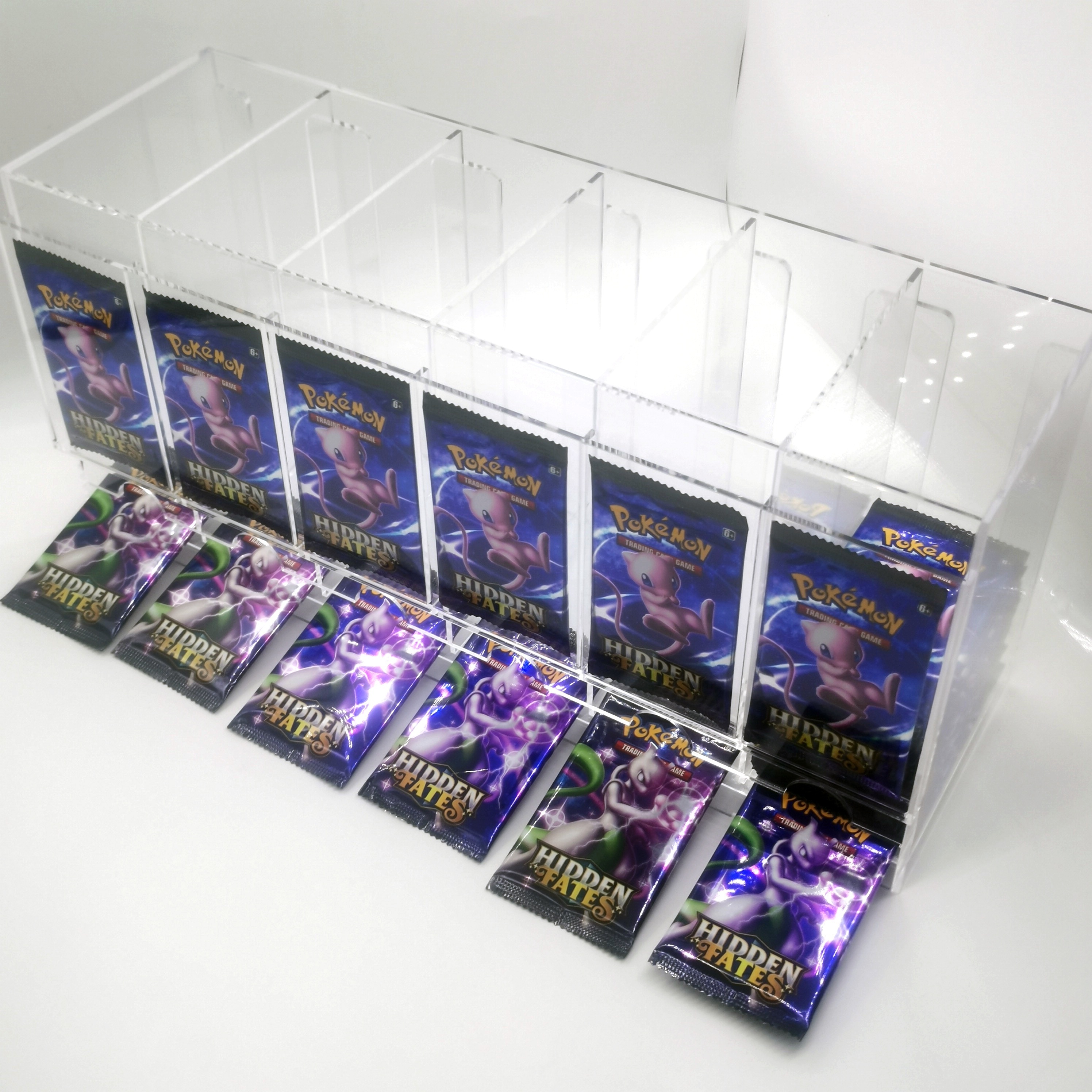 Pokemon Yugioh ETB Pack Display Holder 6 Slot Acrylic TCG Trading Card Game Booster Pack Dispenser