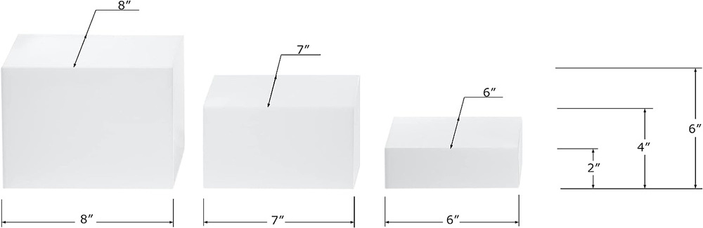 Custom Size white acrylic display cube riser  for food display