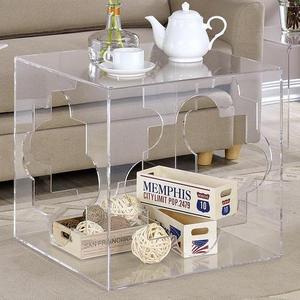 Bespoke  Deluxe Unique Lucite Coffee Table  Acrylic Clear Cube Cutouts Side  End Table