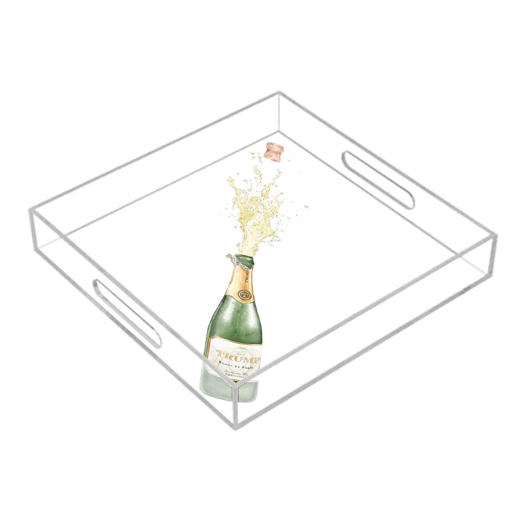 Multi Function Clear Plexiglass Acrylic appetizer serving tray with handles acrylic cash tray