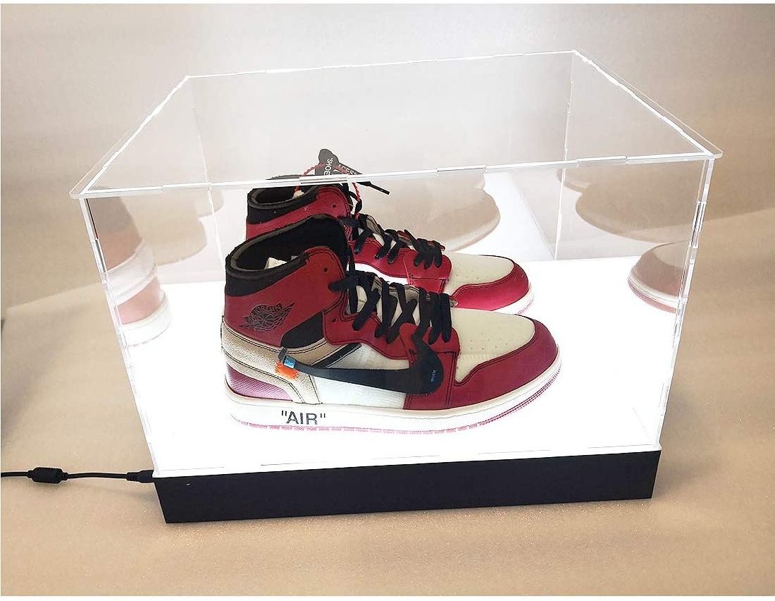 Bespoke  acrylic Storage case Lucite  Sneaker  box Perspex  shoe  box with LED lighting