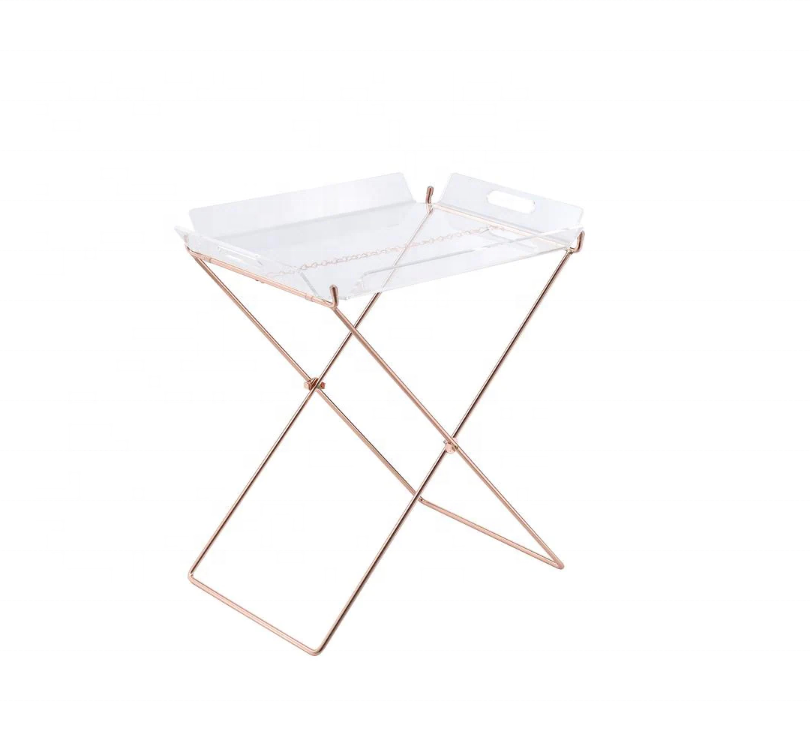 Mid-Century Modern Clear folding tray lucite acrylic coffee table