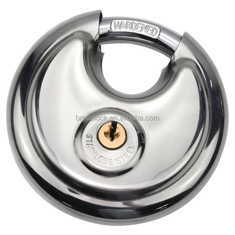 Disc Padlock Round Lock Best Seller of Stainless Steel for Storage, Gym, School Size 60/70/80/90mm Brass Silver High Security