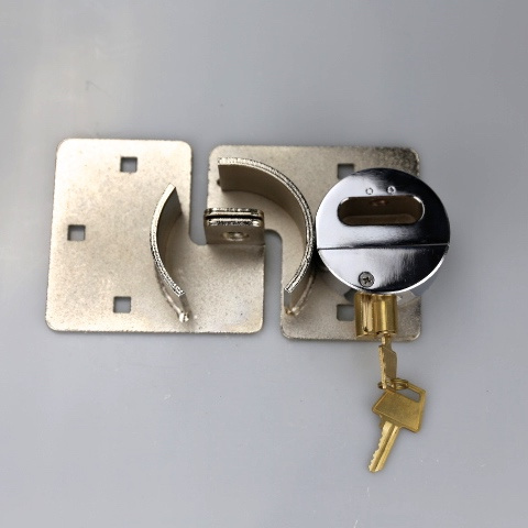 73mm Round Hidden Shackle Padlock Steel Hockey Puck Lock with 2 Solid brass keys and holders