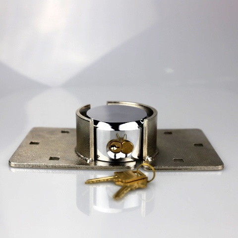 73mm Round Hidden Shackle Padlock Steel Hockey Puck Lock with 2 Solid brass keys and holders