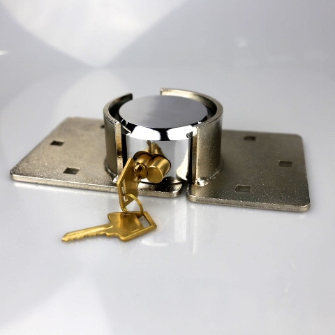 73mm Round Hidden Shackle Padlock Steel Hockey Puck Lock with 2 Solid brass keys and holders