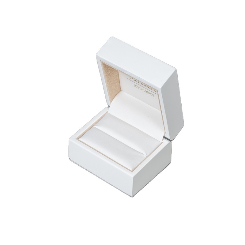 White Luxury Ring Storage OEM Logo Packaging Box Gift Wooden High Quality Jewelry Earrings Custom China Factory Wholesale