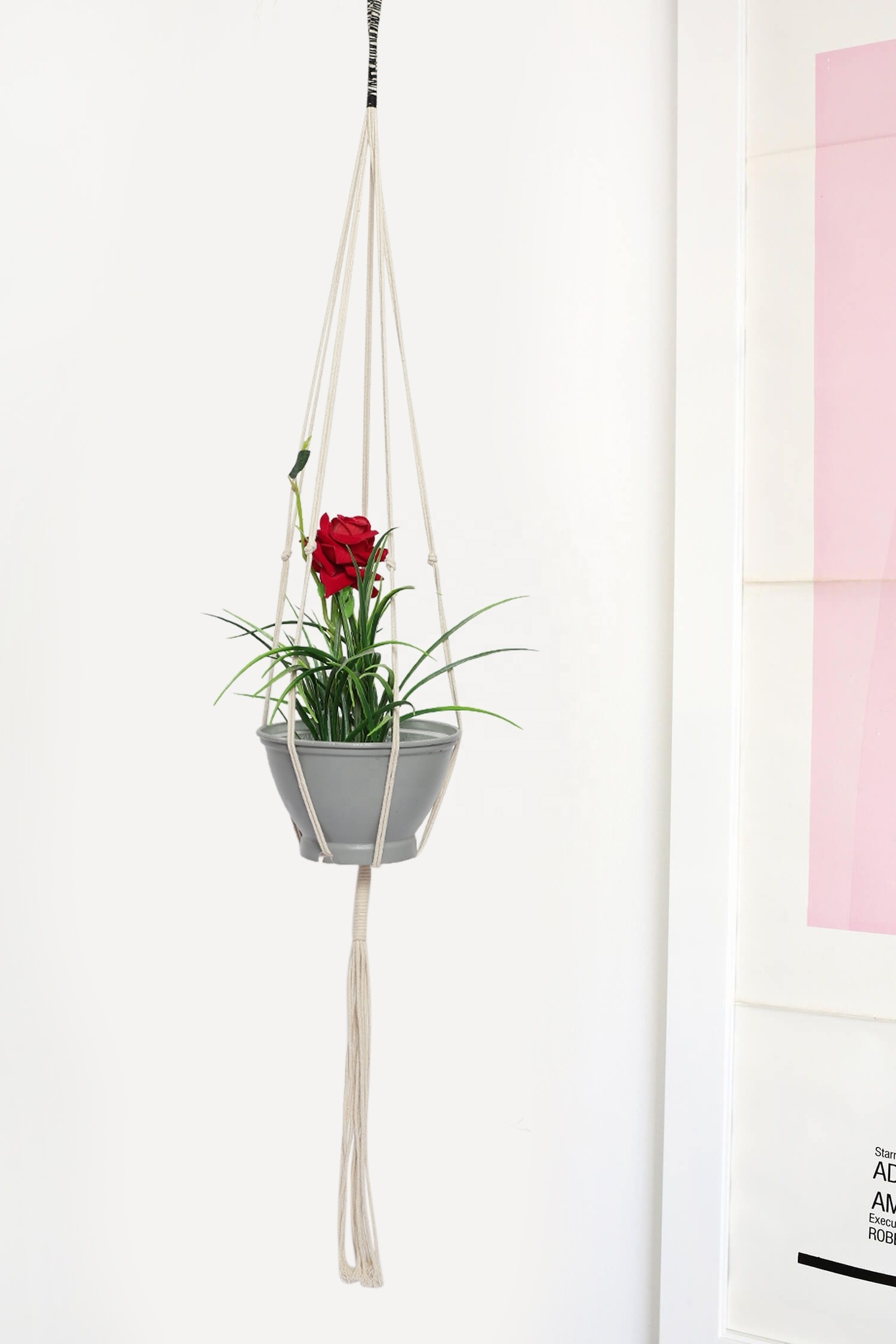 Handmade Macrame Plant Hangers Shelf Indoor Wall Planter Decorative Flower Pot Holder