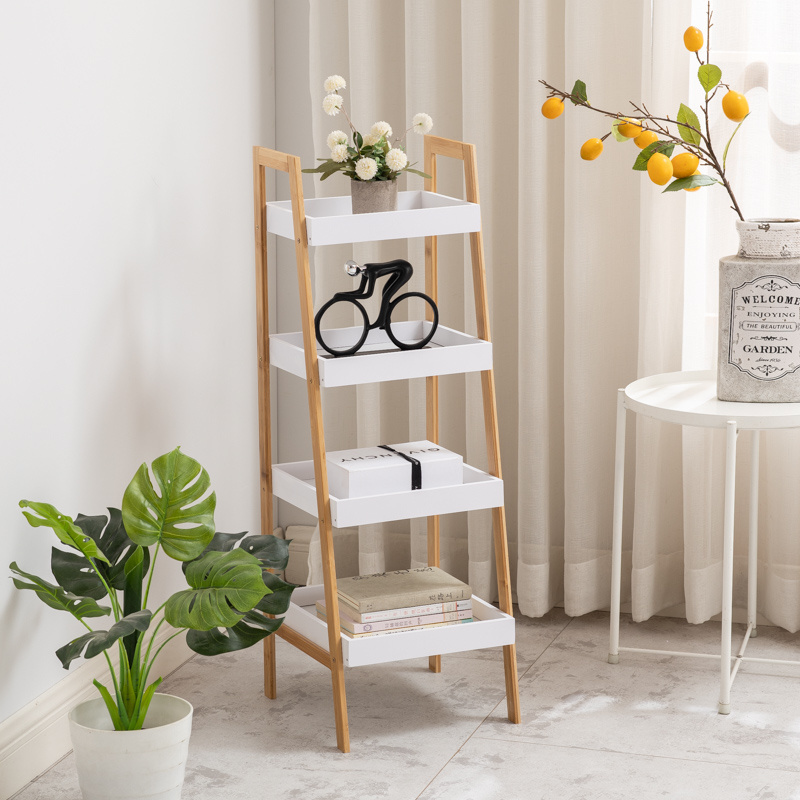 New Arrivals Storage Rack Shelf For Living Room Books And Flower Shelf Ladder Bookshelf