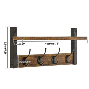 Set of 2 Entryway Coat Hanger with 8 Hooks 31.5 Wall Floating Shelf with Hat Rack for Kitchen Bedroom