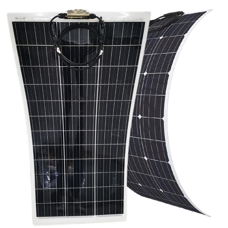 Factory wholesale flexible photovoltaic panel 100 watt monocrystalline 18V RV car flexible solar charging panel