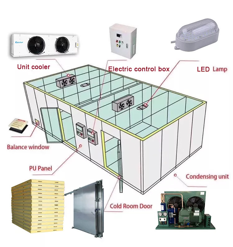 20Ft Mobile Cold Room Refrigeration Unit Cold Room Panel Solar Cold Room For Fish Meat Vegetable