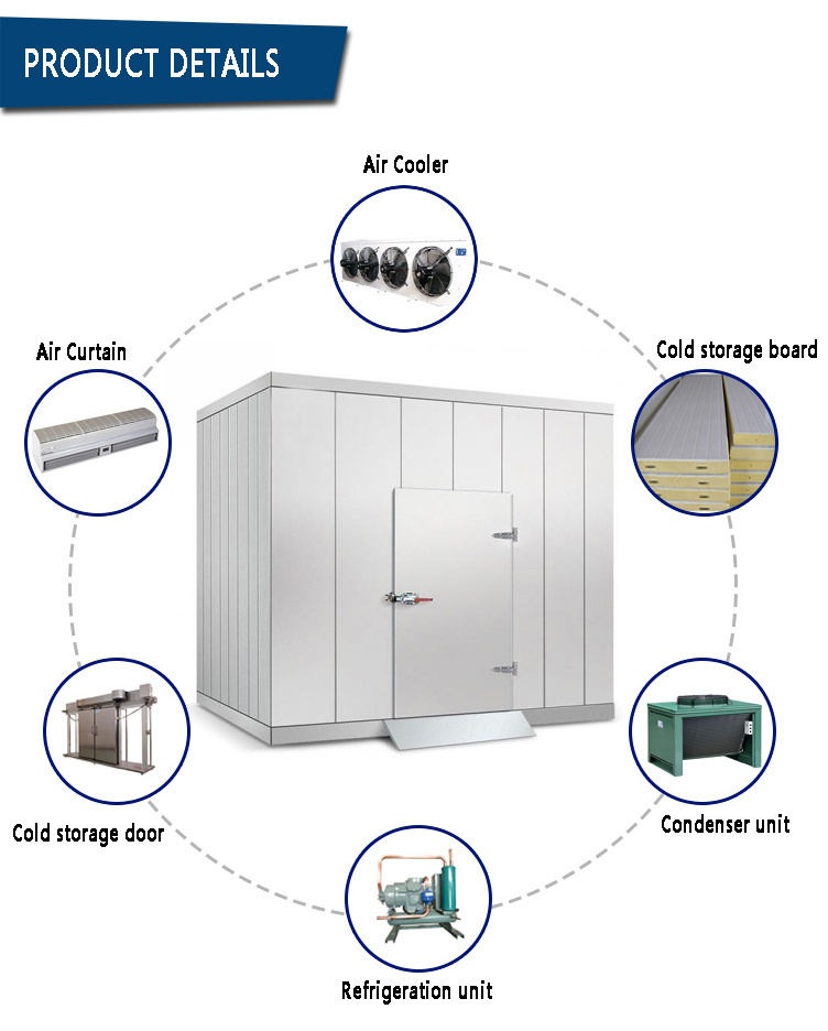 20Ft Mobile Cold Room Refrigeration Unit Cold Room Panel Solar Cold Room For Fish Meat Vegetable