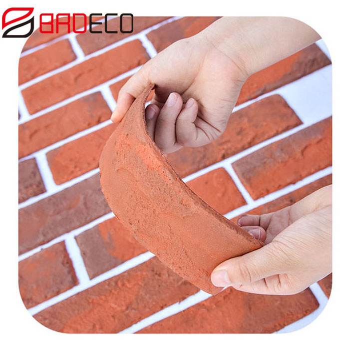 Modern style 300*600mm wood brick flexible clay tile mcm exterior stone tile peel and stick wall tile