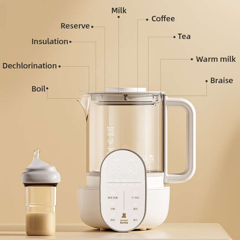 Multifunction Electric Tea Pot Water Milk Warmer Glass Kettle With Thermostat Function