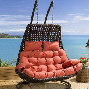 Double seater high end rattan wicker weaving egg hanging chair outdoor furniture patio swings