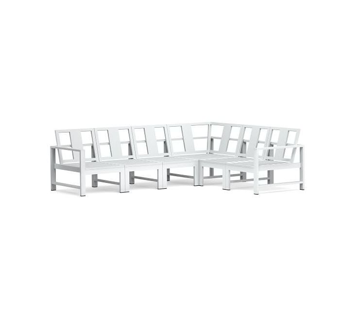 Outdoor patio aluminium furniture white color 6 pieces handmade aluminum sectional sofa set