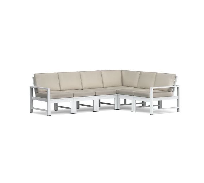 Outdoor patio aluminium furniture white color 6 pieces handmade aluminum sectional sofa set