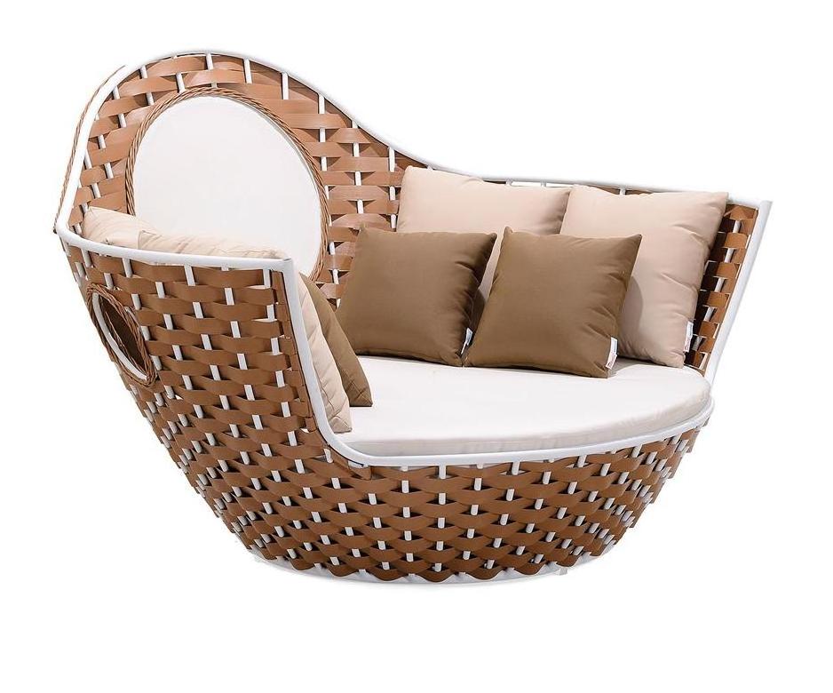 Wide rattan garden furniture round outdoor swing bed sunbed outdoor hanging daybed