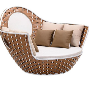 Wide rattan garden furniture round outdoor swing bed sunbed outdoor hanging daybed