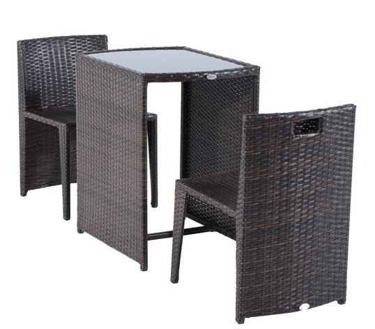 Space saving aluminium frame outdoor rattan tables and 2 chairs furniture  patio dining set for events