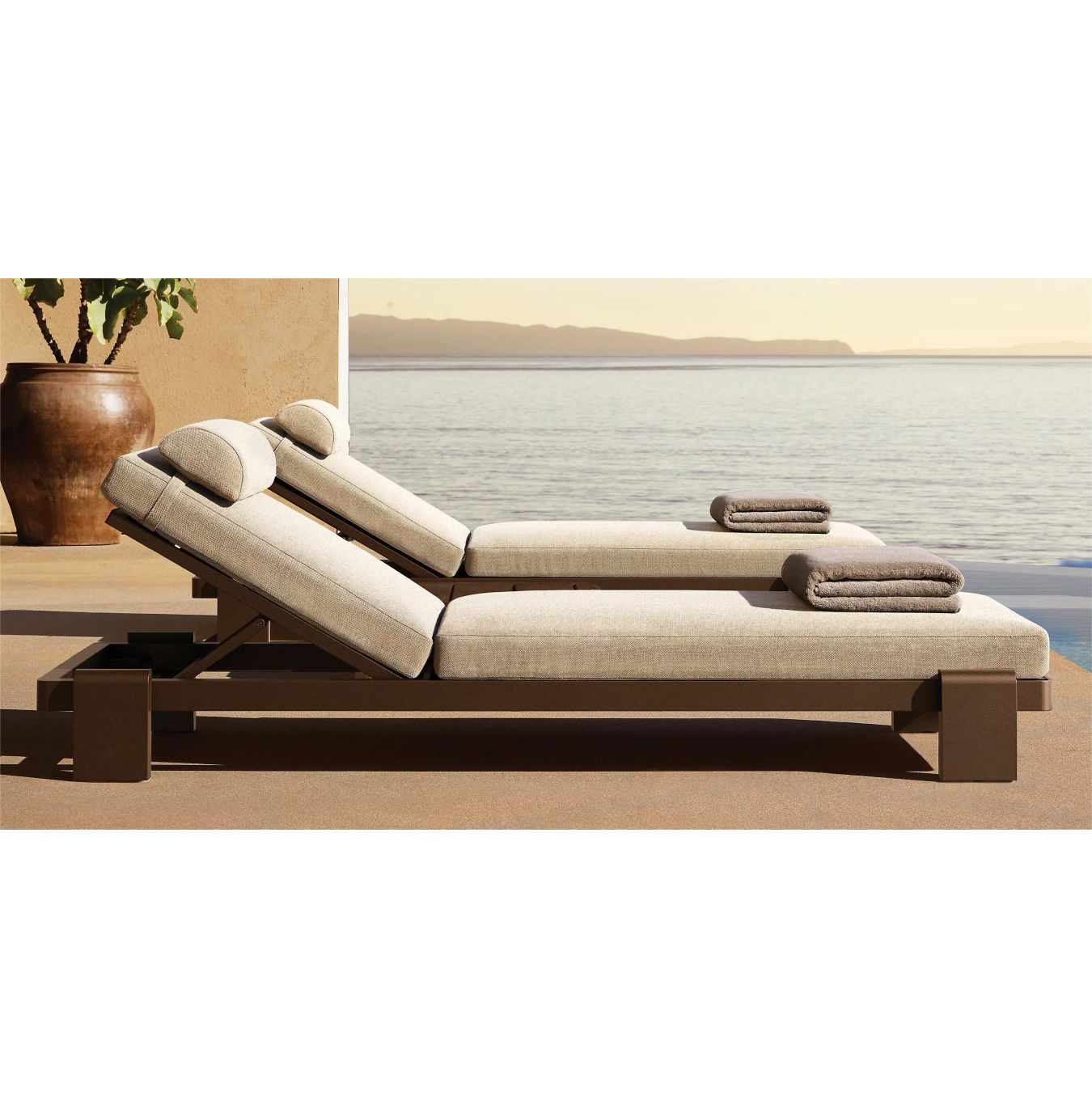 Back adjustable pool party sun daybed loungers furniture aluminium garden outdoor chaise lounge