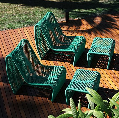 Simple design indoor and outdoor decoration sofa furniture set patio ottoman and modern rope chair