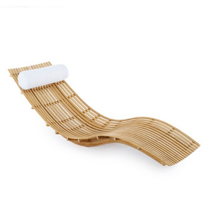 High end S shape stackable resort beach luxury daybed furniture teak outdoor chaise lounge