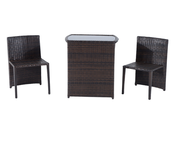 Space saving aluminium frame outdoor rattan tables and 2 chairs furniture  patio dining set for events