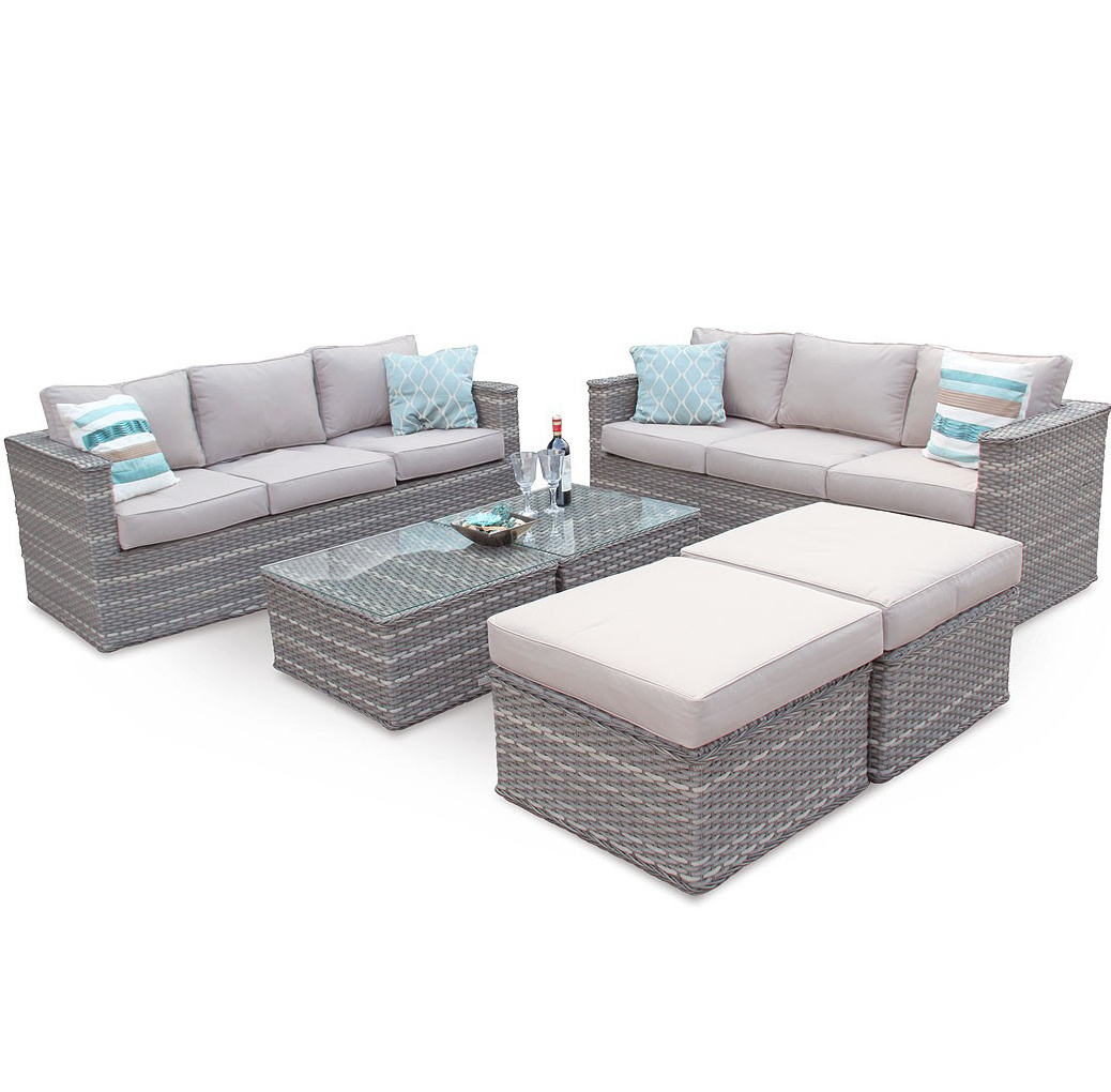 Large home patio 8 seater conversation wicker rattan sofa outdoor furniture set event garden sofa outdoor