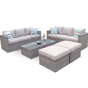 Large home patio 8 seater conversation wicker rattan sofa outdoor furniture set event garden sofa outdoor