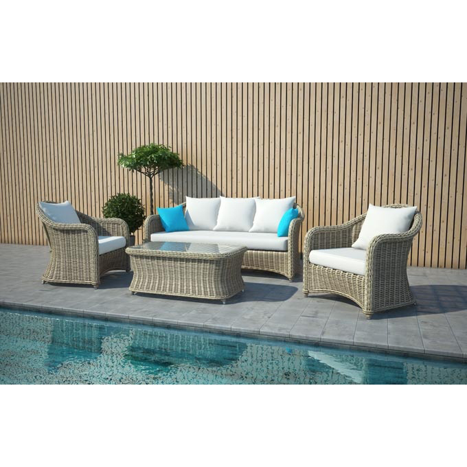 European retro style round rattan weaving 5 seater outdoor sofa set garden furniture