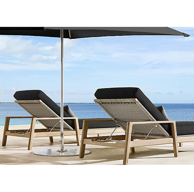 Modern resort beach rattan weaving sun lounger furniture high end outdoor teak sunbed wooden