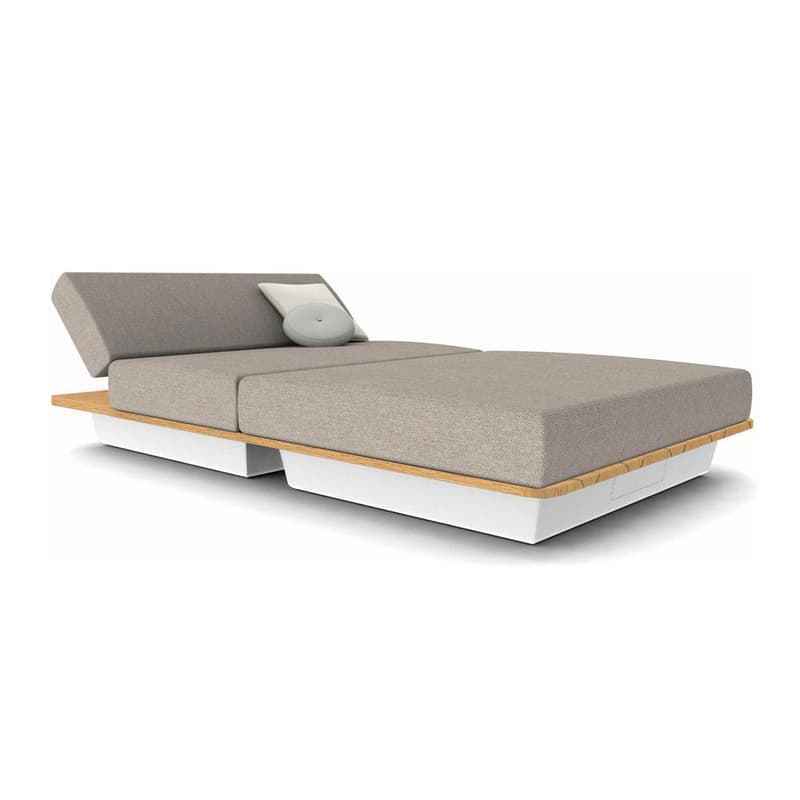 Teak and aluminium mixing swimming pool bed and side table lounger daybed outdoor furniture