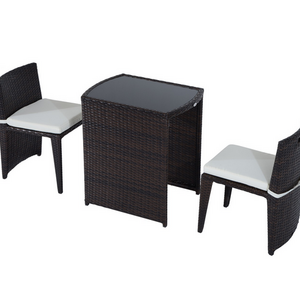 Space saving aluminium frame outdoor rattan tables and 2 chairs furniture  patio dining set for events