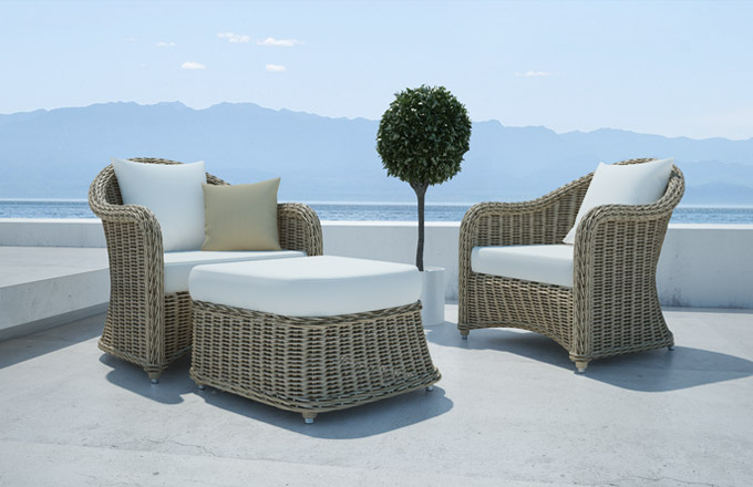 European retro style round rattan weaving 5 seater outdoor sofa set garden furniture