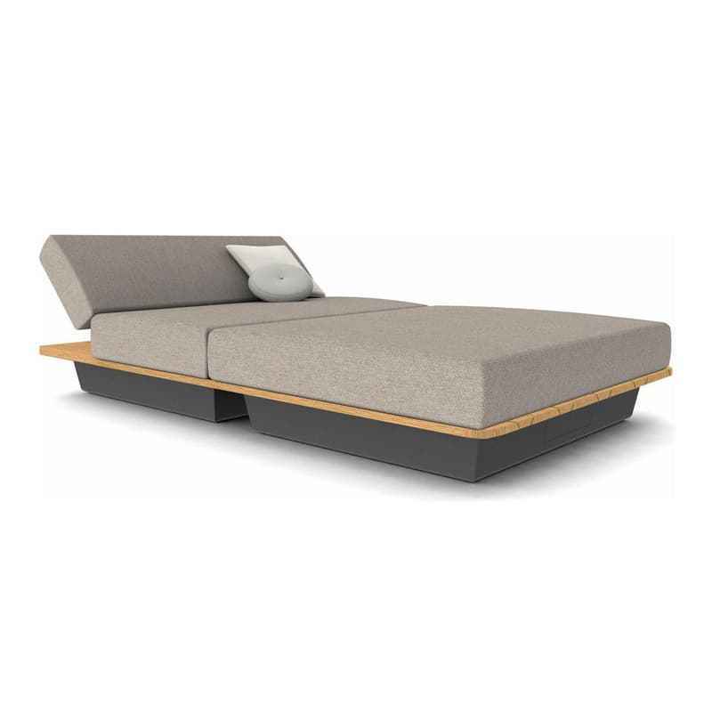 Teak and aluminium mixing swimming pool bed and side table lounger daybed outdoor furniture