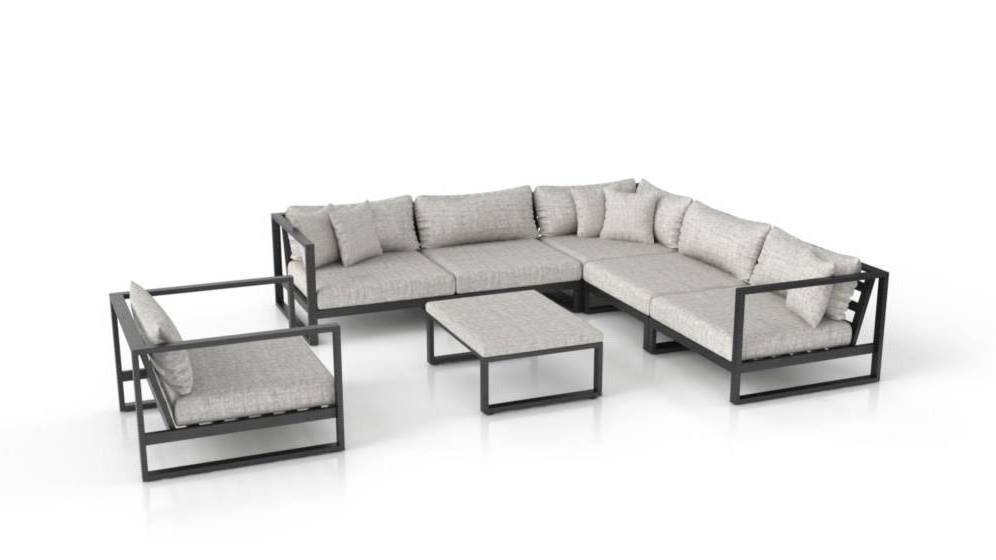 Classic design home outdoor relaxing L shape sectional sofas set aluminium garden furniture