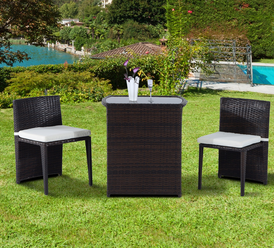 Space saving aluminium frame outdoor rattan tables and 2 chairs furniture  patio dining set for events