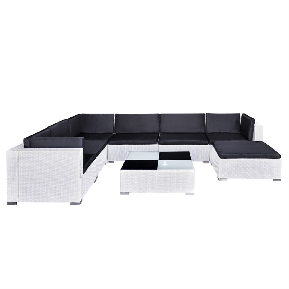 Patio leisure contemporary sectional sofa couch set L shape white rattan outdoor furniture