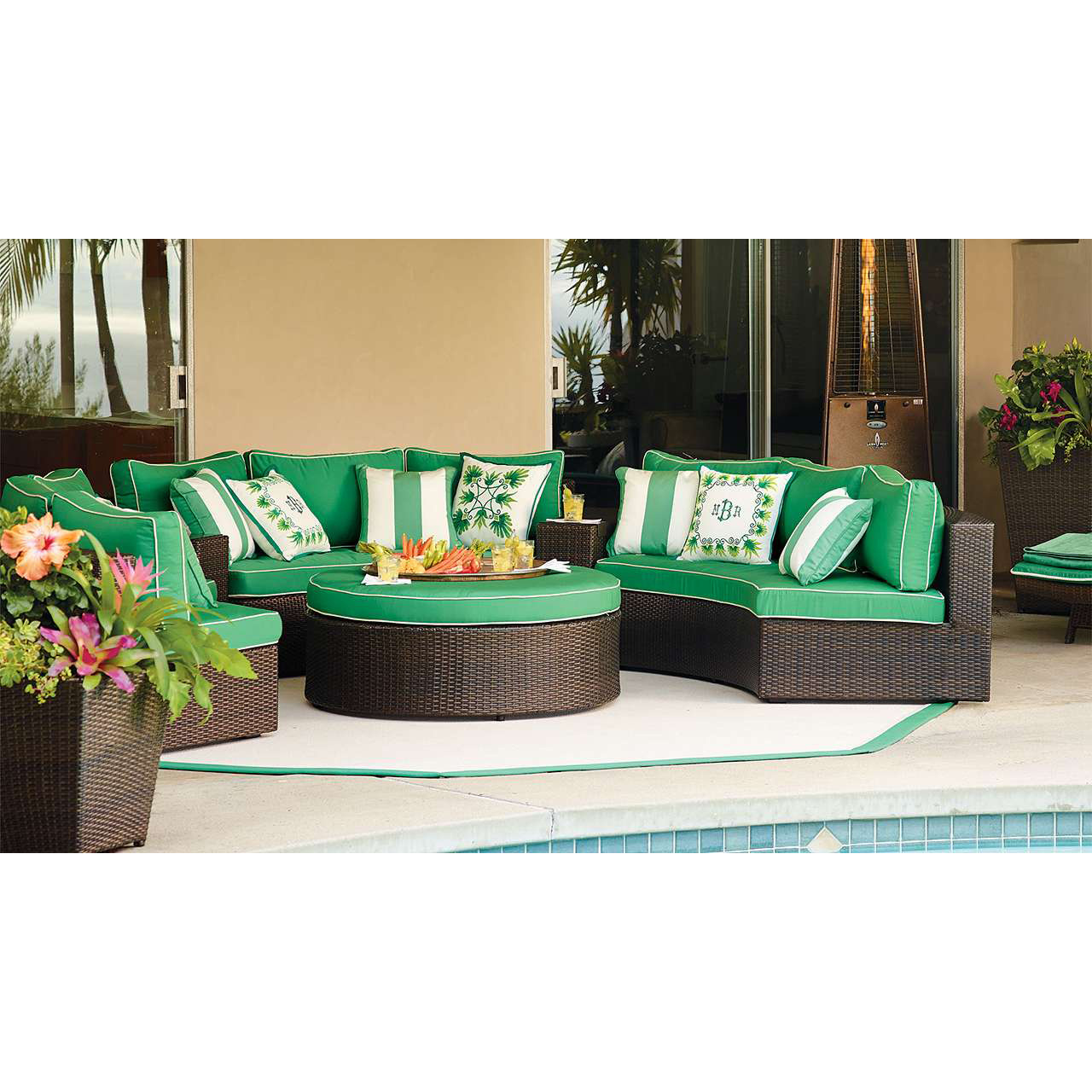 Round sectional modern outdoor wicker hand-made garden furniture set rattan patio sofa